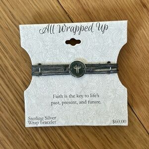 Silver and dark gray wrap bracelet